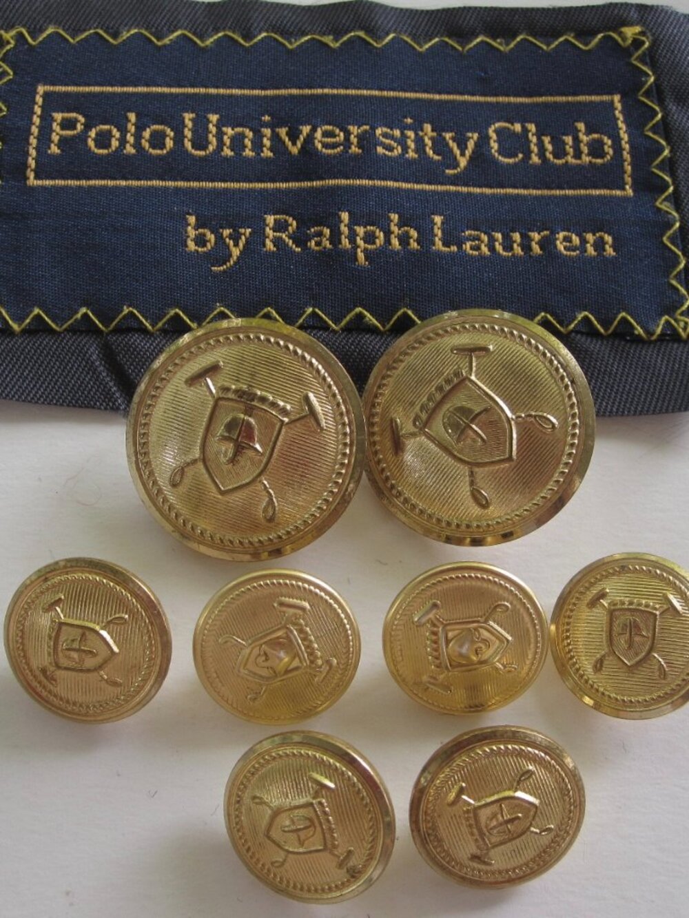 Ralph Lauren Polo University Club Gold Replacement Blazer Buttons 2 Chest 6 Cuff